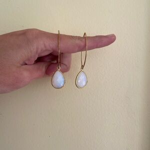 Elegant Gold and White Teardrop Earrings